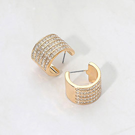 Rhinestone Embellished Metal Hoop Earrings