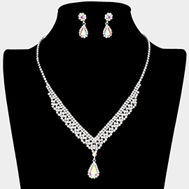 Teardrop Stone Accented Rhinestone Necklace