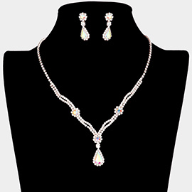 Teardrop Stone Accented Rhinestone Necklace