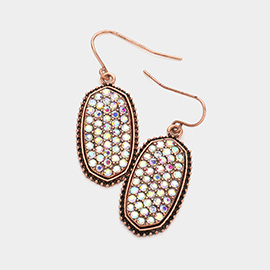 Crystal Pave Hexagon Dangle Earrings