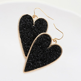 Druzy Heart Dangle Earrings