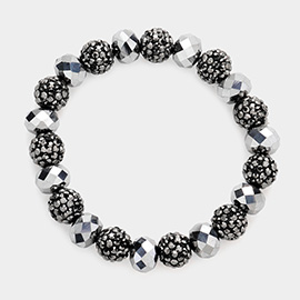 Shamballa Ball Faceted Bead Stretch Bracelet