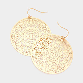 Filigree Brass Metal Round Dangle Earrings