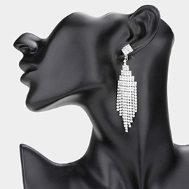 Rhinestone Fringe Dangle Evening Earrings