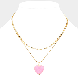 Heart Pendant Double Layered Necklace