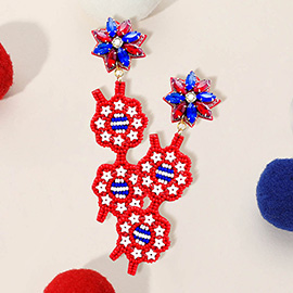 Felt Back American USA Flag Dangle Earrings