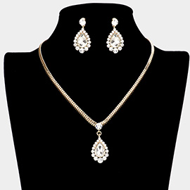 Teardrop Stone Accented Rhinestone Necklace