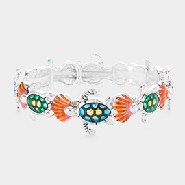 Enamel Turtle Shell Stretch Bracelet