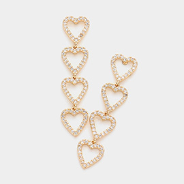 CZ Open Heart Link Dangle Evening Earrings