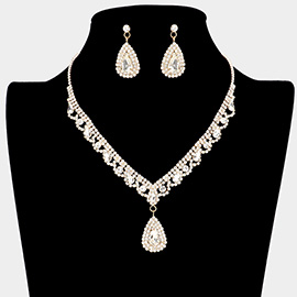 Teardrop Stone Accented Rhinestone Necklace