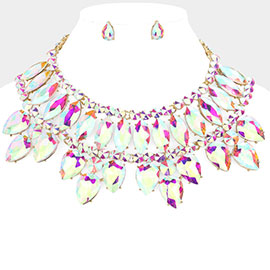 Multi Stone Cluster Evening Necklace