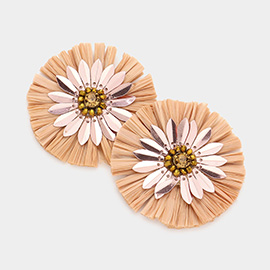 Floral Raffia Earrings