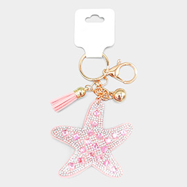 Bling Starfish Tassel Keychain