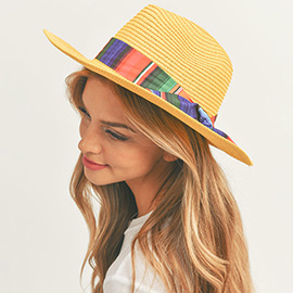 Serape Band Straw Panama Sun Hat