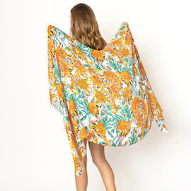 Flower Printed Oblong Scarf