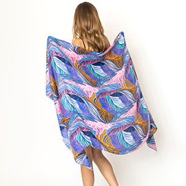 Tropical Leaf Printed Oblong Scarf