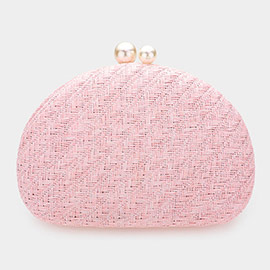 Pearl Pointed Woven Raffia Clutch / Crossbody Bag