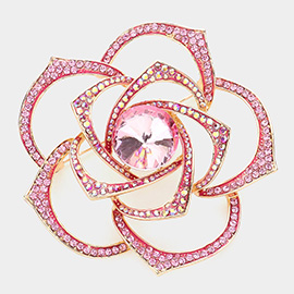 Stone Embellished Flower Pin Brooch