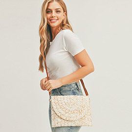 Straw Envelope Wristlet Clutch / Crossbody Bag