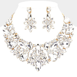 Multi Stone Cluster Evening Necklace