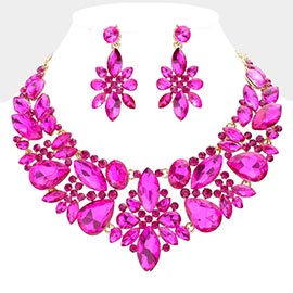 Multi Stone Cluster Evening Necklace