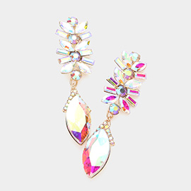 Multi Stone Cluster Dangle Evening Earrings