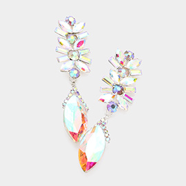 Multi Stone Cluster Dangle Evening Earrings