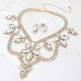 Teardrop Marquise Stone Accented Draped Evening Necklace