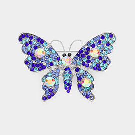 Multi Stone Embellished Butterfly Pin Brooch