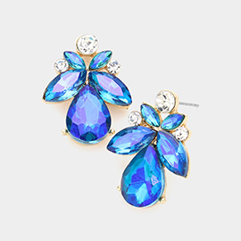 Marquise Floral Crystal Evening Earrings