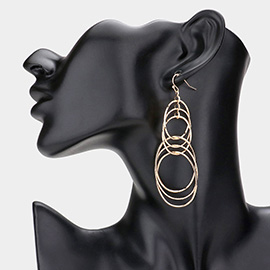 Open Metal Oval Multi Layered Link Dangle Earrings