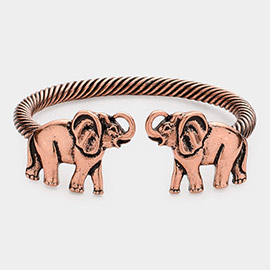 Elephant Twisted Metal Cuff Bracelet