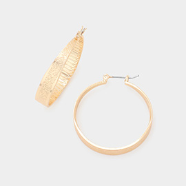 Textured Metal Hoop Pin Catch Earrings