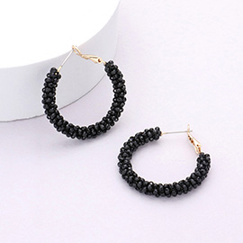 Faceted Beaded Hoop Earrings