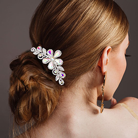 Teardrop Stone Cluster Flower Accented Hair Comb