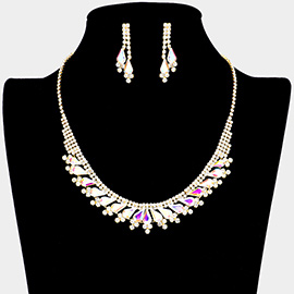 Teardrop Stone Accented Rhinestone Necklace