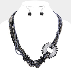 Knot Seed Beaded Multi Layered Necklace