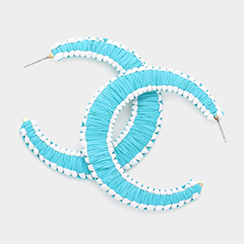 Woven Raffia Hoop Earrings