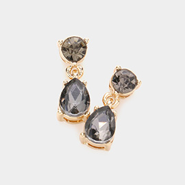 Round Teardrop Stone Link Dangle Evening Earrings