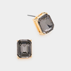 Emerald Cut Stone Stud Evening Earrings