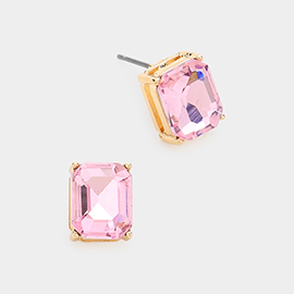 Emerald Cut Stone Stud Evening Earrings