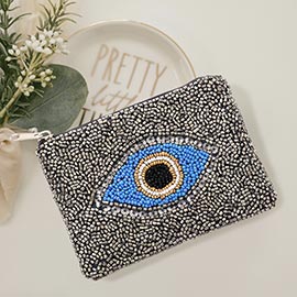 Evil Eye Seed Beaded Mini Pouch Bag