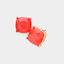 Glittered Cushion Square Stud Earrings