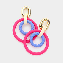 Open Oval Circle Link Dangle Earrings