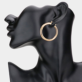 1.5 Inch Metal Hoop Pin Catch Earrings