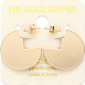 14K Gold Dipped Abstract Metal Round Earrings