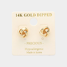 14K Gold Dipped Metal Knot Stud Earrings