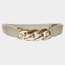 Metal Chain Link Accented Elastic Belt