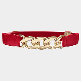 Metal Chain Link Accented Elastic Belt