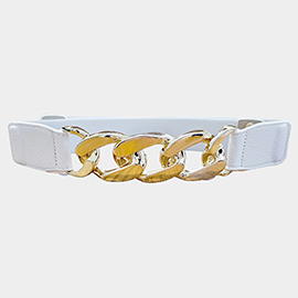 Metal Chain Link Accented Elastic Belt